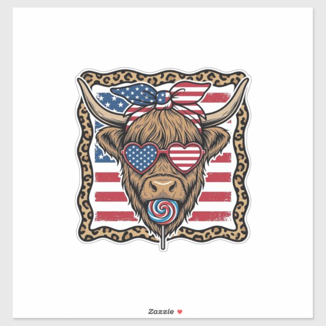 Sticker Vache écossaise patriotique graphique de drapeau v (Feuille)