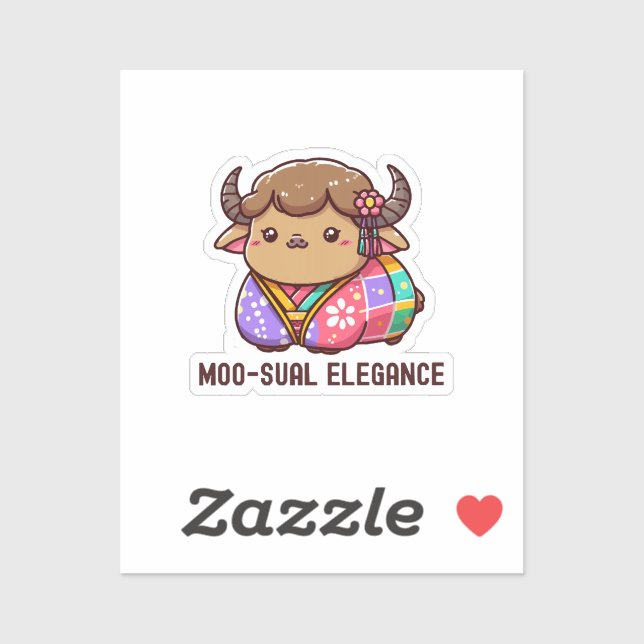 Sticker Vache en élégance en Highland (Feuille)