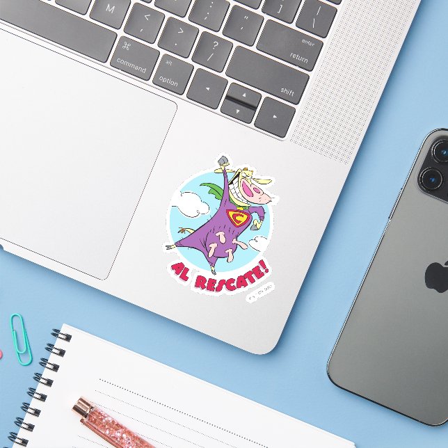 Sticker Vache et poulet Super Vache Al Rescate! (Ordinateur portable avec iPhone)