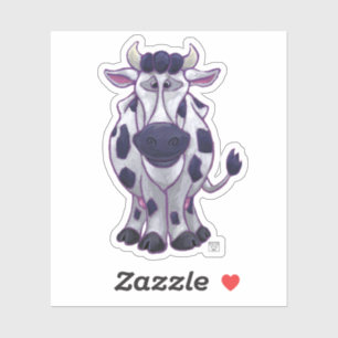 Sticker Vache mignonne avec points noirs et blancs