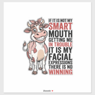 Sticker Vache mignonne insolente graphique vintage Smart M