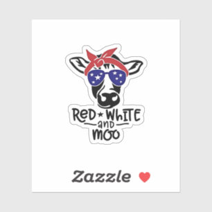 Sticker Vache patriotique rouge blanc et moo 4 juillet