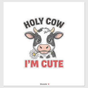 Sticker Vache sacrée je suis mignon Gravure vintage de vac