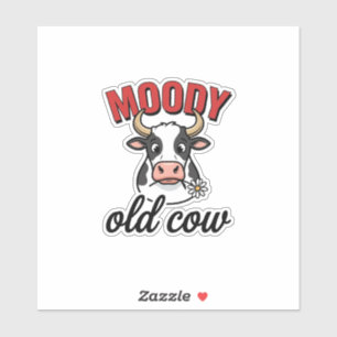 Sticker Vache Vieille Humeur Vintage Dessin de T-Shirt de
