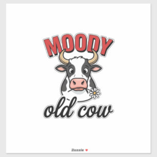Sticker Vache Vieille Humeur Vintage Dessin de T-shirt de
