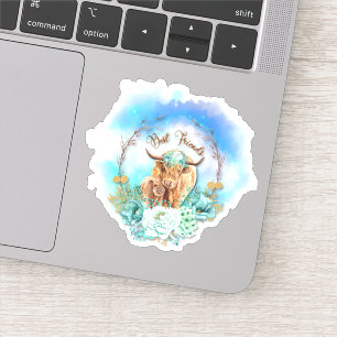 Sticker Vaches Highland Floral