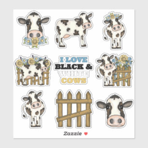 Sticker Vaches noires et blanches