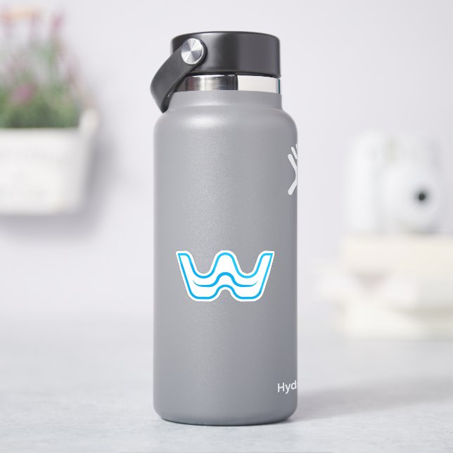 Sticker Vague Monogramme Moderne et Minimal de la Lettre W (HydroFlask)