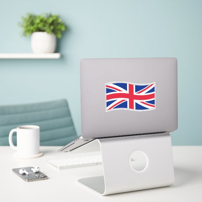 Sticker Vague Union Jack (Ordinateur portable sur le bureau)