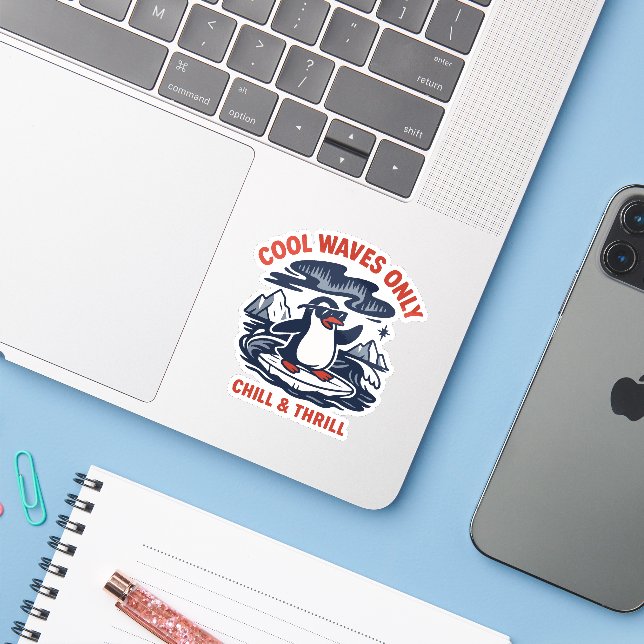 Sticker Vagues Cool Uniquement (Ordinateur portable avec iPhone)