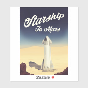 Sticker Vaisseau spatial pour Mars, voyage spatial de styl