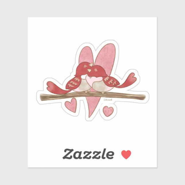Sticker Valentine Lovebirds (Feuille)