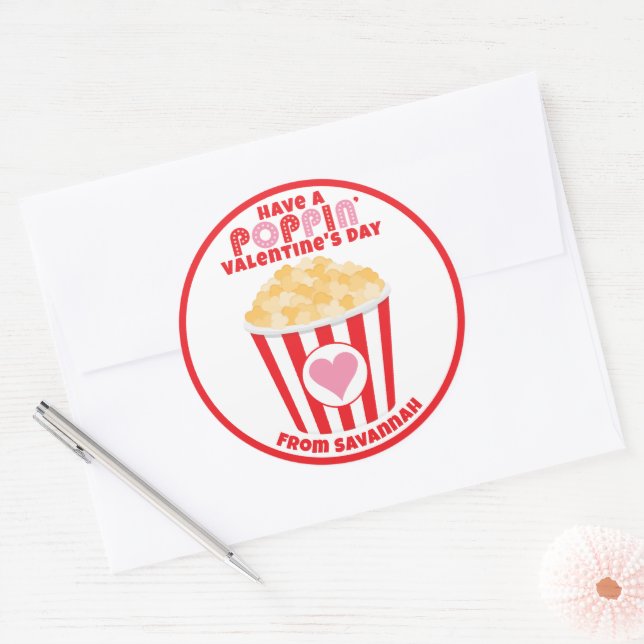 Sticker Valentine Popcorn, Popcorn Favoriser (Enveloppe)