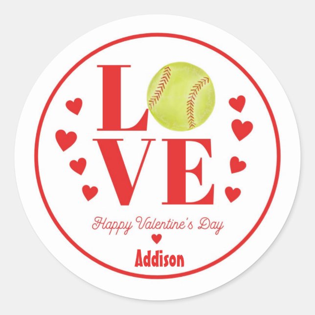 Sticker Valentine, Softball AMOUR (Devant)
