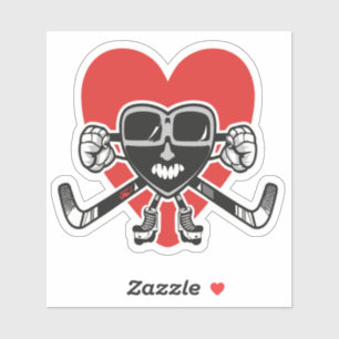 Sticker Valentines amour coeur montrer Hockey Compétences 