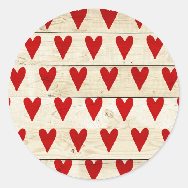 Sticker Valentines Day avec Coeurs sur Bois (Devant)