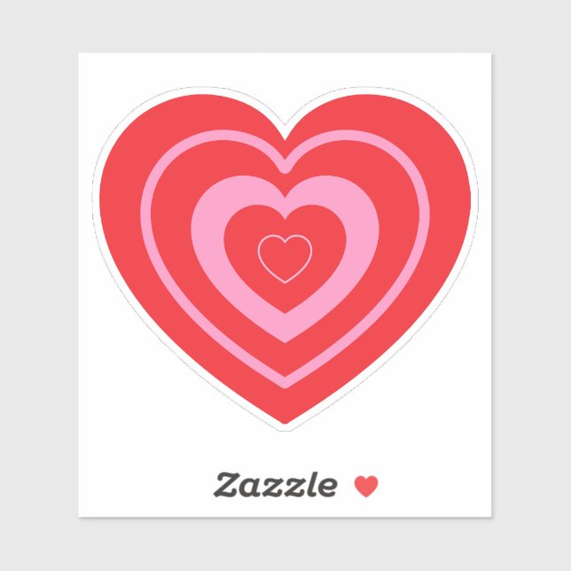 Sticker Valentines Day Coeur rose et rouge à deux tons (Feuille)