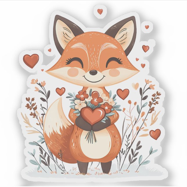 Sticker Valentine's Day Fox (Devant)