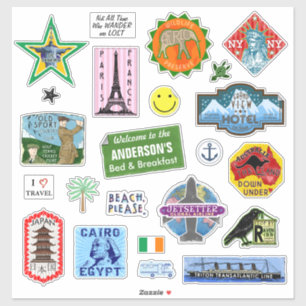 Sticker Valise bagage de style Vintage voyageur 23