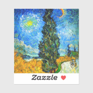 Sticker Van Gogh Road avec Cypress et Star