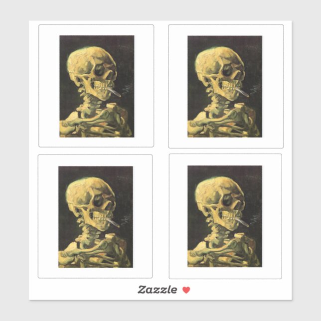 Sticker Van Gogh, Squelette avec cigarette (Feuille)