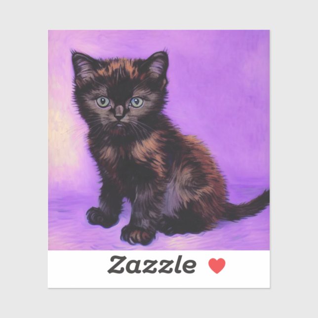 Sticker Van Gogh Style Chat pourpre (Feuille)