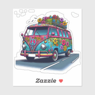Sticker Van Retro Flowered sur la route