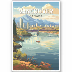 Sticker Vancouver Canada Travel Art Vintage