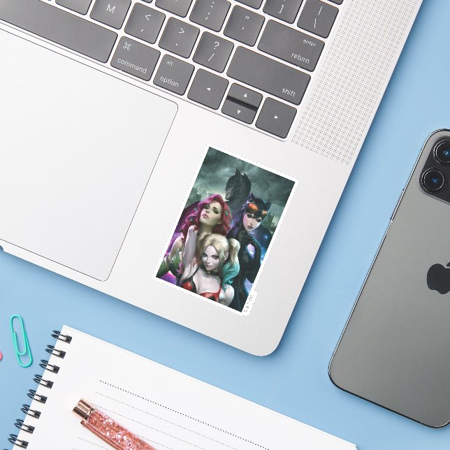 Sticker Variante de couverture de Gotham City Sirens #1000 (Ordinateur portable avec iPhone)