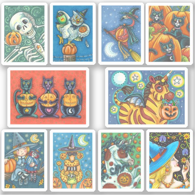 STICKER VARIÉTÉ ÉVALUÉE HALLOWEEN HAPPY CUTE FUNNY WHIMSY (Devant)