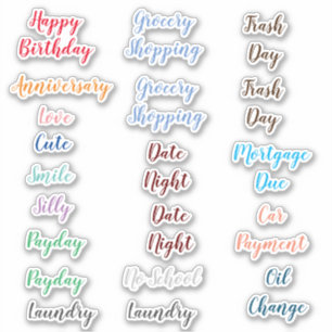Sticker Variété mignonne de texte Word pour les planificat