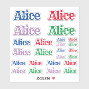 Sticker Variety of Sizes of the Name Alice