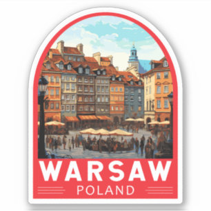 Sticker Varsovie Pologne Travel Art Vintage
