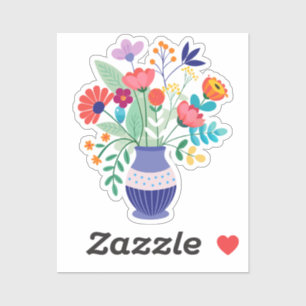 Sticker Vase bleu des Fleurs sauvages de Whimsical