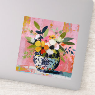 Sticker Vase de fleurs coloré et vibrant