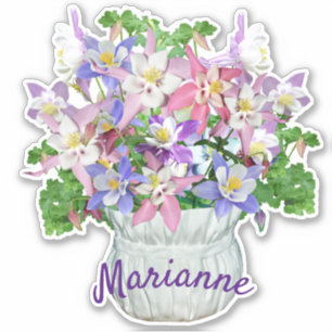Sticker Vase personnalisée de jolies fleurs de colonnes