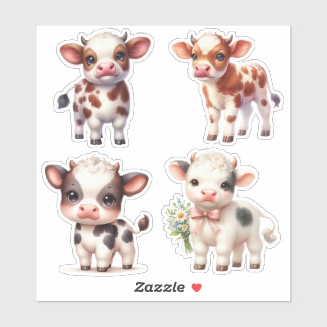 Sticker Veaux des Highlands mignons (Feuille)
