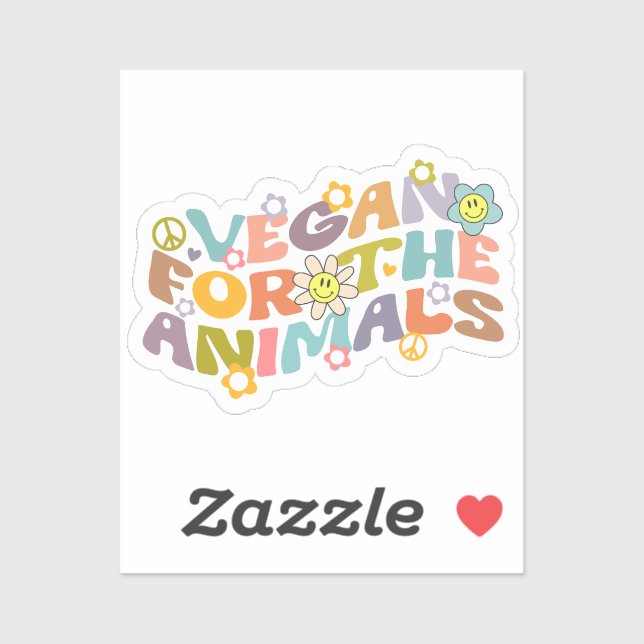 Sticker Vegan for the Animals, Retro Vegan  (Feuille)