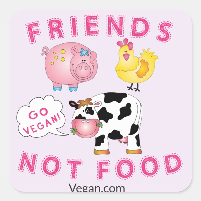 Sticker Vegan - Friends Not Food (20 Count 1,5 po) (Devant)