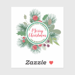 Sticker Végétation d'hiver Wreath Joyeux Noël
