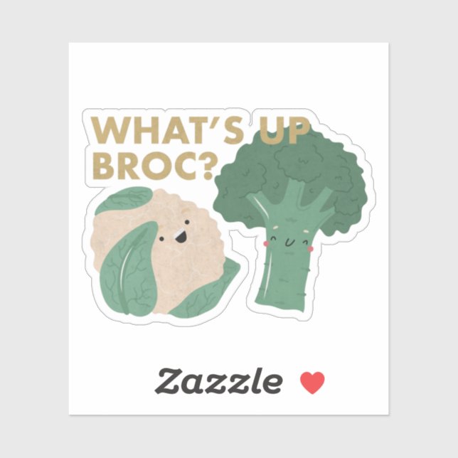 Sticker Veggie Pun : Qu'est-ce qu'Up Broc ? (Feuille)