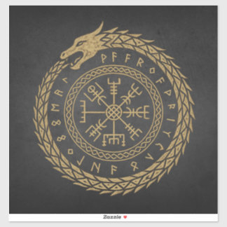 Sticker Vegvisir Dessin de cercle de rune de serpent nordi