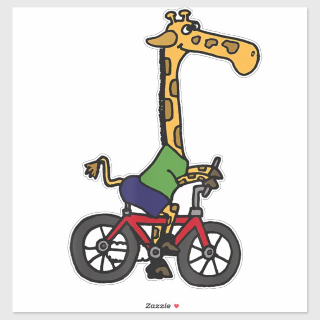 Sticker Vélo cool Giraffe équitation (Feuille)