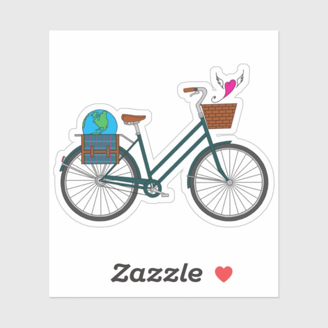 Sticker Vélo jour des terres avec Flying Heart_Pink (Feuille)