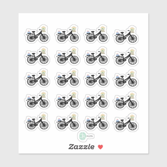 Sticker Vélo mignon avec gâteau Anniversaire Rappel Planif (Feuille)
