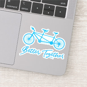 Sticker Vélo Tandem, Mieux Ensemble, Vélo Bleu