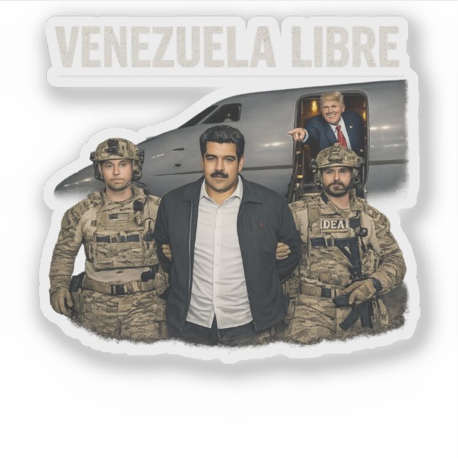 Sticker Venezuela Libre Drôle Nicolas Maduro Capturé  (Devant)