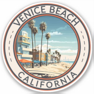 Sticker Venice Beach California Bowwalk Travel Art Retro