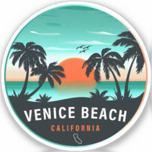Sticker Venice Beach California Retro Sunset Souvenirs 60s