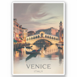 Sticker Venise Italie Pont du Rialto Crépuscule Rustique V